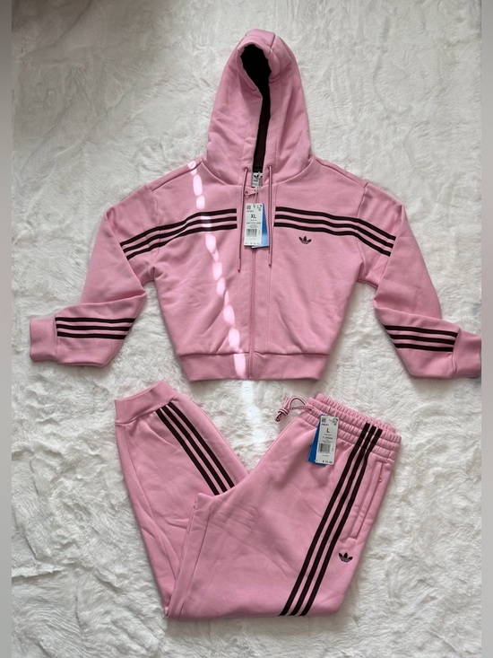adidas Originals Pants - NWT Adidas Originals 70s Short Full Zip Fleece Hoodie & Joggers, True Pink